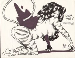 1980s 1988 1girls adam_hughes artist_signature ass big_ass big_breasts breasts dated female female_only marvel solo tigra traditional_media_(artwork)