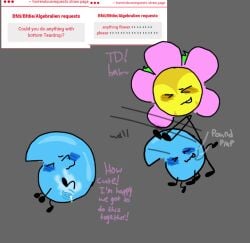 battle_for_dream_island bfb bfdi blush blush_lines blushed_face blushing blushing_female cum_drip cum_in_pussy cum_in_water cum_inside dialogue digital_art digital_drawing_(artwork) digital_media digital_media_(artwork) digital_painting digital_painting_(artwork) flower_(bfdi) futa_on_female futa_with_female futanari gentle_smile hands_on_floor hands_on_wall legs_apart legs_open legs_spread loving_gaze loving_look loving_smile object_show object_shows one_eye_closed one_leg_up osc pussy_focus spread_legs spread_pussy teardrop_(bfdi) text wholesome_sex