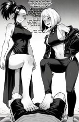 1boy 2girls ai_generated ass asserting_dominance assertive assertive_female bad_end barefoot betrayal big_ass breasts cooperative_footjob cumming defeated defeated_hero defeated_male denki_anma dialogue dominant dominant_female domination dress edited feet female femdom foot_domination foot_fetish foot_focus foot_slave footjob footjob_over_clothes greyscale huge_breasts human humiliation imminent_rape izuku_midoriya light-skinned_female light-skinned_male light_skin male male_chastity malesub momo_yaoyorozu monochrome mr.skull my_hero_academia ochako_uraraka penis ratatatat74 ruined_orgasm standing_footjob stepped_on stepping_on_penis submissive_male tagme teamwork teamwork_(sexual) text thick_thighs trample trampled_penis trampling video villain villainess villainess_on_hero weak weak_male