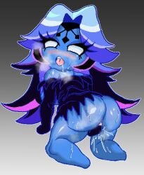 ass bent_over black_sugar_swan_cookie blush cookie_run cookie_run_ovenbreak shiny simple_background tagme tounge_out