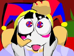 2girls eating_pussy hand_on_head hat jester_hat lesbian licking_pussy looking_at_viewer pomni pomni_(the_amazing_digital_circus) pov ragatha_(the_amazing_digital_circus) the_amazing_digital_circus tongue unusual_pupils yuri