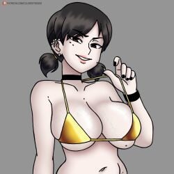 big_breasts coloredyiddies golden_bikini voluptuous_female