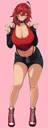 1girls artist_request cleavage clothed clothing female female_only large_breasts long_hair red_hair roxy_(sasaartroom) solo spiked_collar