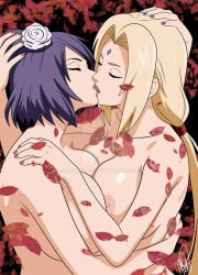 big_breasts blonde_hair blue_hair konan_(naruto) lesbian naruto_(series) tsunade yuri
