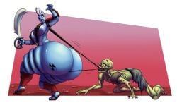 alien alien_humanoid blue_body blue_skin fin_hair fish fish_humanoid huge_ass huge_breasts pulling_clothing zombie
