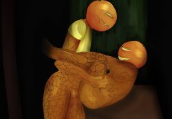 2boys anal anal_penetration anal_sex anthro anthro_on_anthro balls black_eyes blind_eye brown_body clothed clothed_male clothed_male_nude_male flash_game food food_creature food_humanoid fruit fruit_humanoid gay gay_sex grab grabbing_leg grabbing_legs grin grinning leg_grab leg_up legs legs_up male male_only newgrounds nude nude_male orange orange_roulette penis penis_in_ass protagonist_orange_(orange_roulette) pyxill scar scar_on_face shirt smile table table_sex weary_orange_(orange_roulette) white_shirt