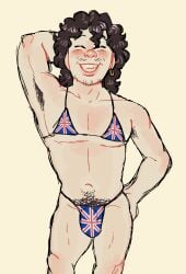 1boy androgynous androgynous_face androgynous_male bad_teeth blush british british_male brown_hair buck_teeth curly_hair dark_hair digital_drawing_(artwork) digital_media_(artwork) down_syndrome down_syndrome_man english_text facial_hair facing_viewer flag flag_bikini flag_print flag_print_bikini flag_print_swimsuit happy innocence innocent innocent_expression innocent_smile looking_at_viewer male male_only micro_bikini micro_bikini_bottom micro_bikini_top milan_morgenstern mr_shrink muscular muscular_male muscular_thighs oblivious oblivious_husband oblivious_sexualization original original_character pale_male pale_skin scruffy scruffy_hair smiling smiling_at_viewer smiling_male soft_pecs solo solo_male squishy_breasts squishy_thighs thick_thighs union_jack union_jack_bikini union_jack_clothing union_jack_print white_male