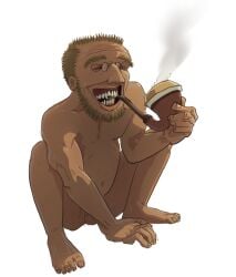 balls_peek filth_(artist) flaccid_penis glasses hairy smoking smoking_pipe solo solo_male teeth