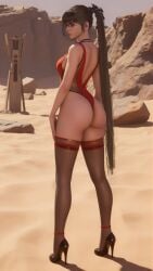 1girls ai_generated asian_female ass back_view black_hair daylight desert eve_(stellar_blade) high_heels long_hair ponytail serif40 standing stellar_blade thighhighs video_game_character video_games
