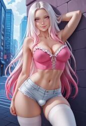 ai_generated blindparty breasts futa futa_only futanari gradient_hair medium_breasts pink_eyes pink_hair trans_woman transgender transgender_woman white_hair