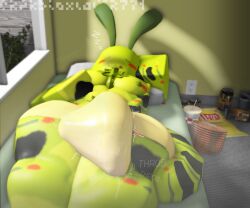 bug bulge bulge_through_clothing drakbloxlover771 green_body green_skin roblox sleeping text trash