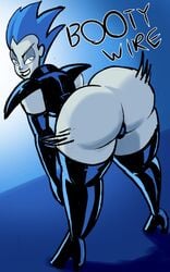 ass ass_shake big_ass big_butt blue_eyes blue_hair blue_skin bottom_heavy bubble_butt dc dc_comics dcau fat_ass female female_only large_ass livewire looking_at_viewer looking_back motion_lines presenting_ass presenting_butt presenting_hindquarters raftyverse shaking_ass shaking_butt spiky_hair superman:_the_animated_series superman_(series) teasing thick_ass thick_thighs wide_hips