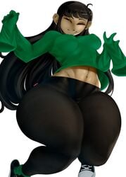 1girls aged_up alternate_version_available artist_name asian asian_female big_breasts black_hair breast breasts busty cartoon_network closed_eyes clothed clothing codename:_kids_next_door cute female female_focus female_only green_sweater hair kuki_sanban large_breasts long_hair looking_at_viewer lyn_nyl midriff numbuh_3 seductive smile smiling sneakers solo solo_female straight_hair sweater thick_thighs voluptuous wide_hips