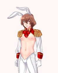 bulge bunnysuit gay goro_akechi lymerikk male male_only megami_tensei nipples persona persona_5 presenting reverse_bunnysuit yaoi