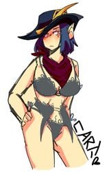 bikini black_hair black_hat brawlhalla ember_(brawlhalla)