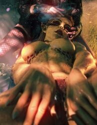 yuri female female_only magic charm charmed 2girls shadowheart lae'zel spell 3d son_umbasa githyanki baldur's_gate_3 baldur's_gate green_skin spread_legs nude pussy breasts closed_eyes passed_out pointy_ears