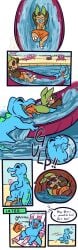 2018 3_fingers 3_toes absurd_res alpha_channel ambiguous_gender black_sclera blue_nose bottomwear brown_body brown_fur burping burping_up_clothing chespin clothing death dialogue digestion digital_media_(artwork) duo eclairscollection english_text fatal_vore feet fingers fur generation_2_pokemon generation_6_pokemon green_eyes gulp_(sound_effect) hi_res male nintendo open_mouth oral_vore pokemon pokemon_(species) shorts signature smug_grin speech_bubble swallowing swallowing_sound_effect swimming_pool tail text time_skip toes totodile vore