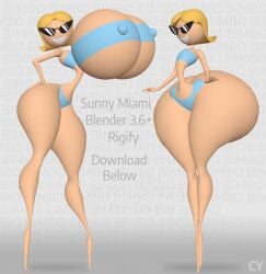 3d 3d_(artwork) 3d_model alternate_breast_size arm_up ass ass_bigger_than_head ass_body bikini blender blonde_hair blue_bikini breasts breasts_bigger_than_head cyanu doll female full_body gigantic_ass gigantic_breasts hand_on_own_hip hands_on_own_hips huge_ass huge_breasts huge_nipples hyper hyper-thin_waist hyper_ass hyper_bottom_half hyper_breasts knick_knack large_areolae looking_at_viewer model model_release multiple_views narrow_waist nipples pixar plastic puffy_nipples shadow shiny_skin short_hair simple_background smile smiling smiling_at_viewer spherical_breasts standing sunglasses sunny_miami thick_thighs thighs thin_waist tube_top wide_hips