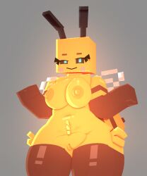 3d animal_humanoid antennae_(anatomy) anthro arthropod arthropod_humanoid bee bee_(minecraft) bee_girl bee_humanoid big_breasts blue_eyes breasts cheeks coresvoid curvaceous curvy curvy_body curvy_female curvy_figure curvy_hips curvy_thighs digital_media_(artwork) female fur glowing hi_res huge_breasts humanoid hymenopteran hymenopteran_humanoid insect_humanoid insects looking_at_viewer microsoft mine-imator minecraft mojang nude smile smooth_skin solo stinger thick_thighs voluptuous wings xbox_game_studios yellow_body