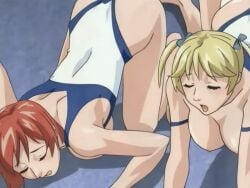 00s 1boy 2005 4girls animal_ears animated anime_screenshot ass bare_shoulders barefoot bible_black bible_black_only blonde_hair blush breasts brown_hair changing_room closed_eyes collarbone doggy_style fake_animal_ears female fingering glasses green_hair hair_ornament huge_ass ito_mika kobayashi_shinobu large_breasts mikimoto multiple_girls necktie nipples nonogusa_miyuki one-piece_swimsuit rabbit_ears red_hair school school_swimsuit sex sex_from_behind shirt short_hair swimsuit tagme twintails white_shirt