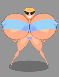 1girls 3d 3d_(artwork) 3d_model alternate_breast_size arm_up ass ass_bigger_than_head ass_body bikini blonde_hair blue_bikini breasts breasts_bigger_than_head cyanu doll female full_body gigantic_ass gigantic_breasts hand_on_own_hip hands_on_own_hips huge_ass huge_breasts huge_nipples hyper hyper-thin_waist hyper_ass hyper_breasts knick_knack large_areolae looking_at_viewer model multiple_views narrow_waist nipples pixar plastic puffy_nipples shadow shiny_skin short_hair simple_background smile smiling smiling_at_viewer spherical_breasts standing sunglasses sunny_miami thick_thighs thighs thin_waist tube_top wide_hips