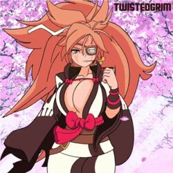 1girls 2d 2d_animation animated animated_gif baiken big_breasts bouncing_breasts breasts cleavage female female_only gif guilty_gear huge_breasts kimono loop solo solo_female twistedgrim