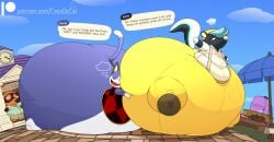 2024 aloha_shirt animal_crossing annoyed anthro aroused artist_name ass backpack belly big_belly big_butt black_body black_clothing black_ears black_mouth black_shirt black_tail black_topwear blue_body blue_ears blue_eyes blue_hair blue_sky blue_tail bodily_fluids bottomwear brown_body brown_clothing brown_ears brown_footwear brown_shoes brown_tail building butt_grab butt_squish calorie canid canine cel_shading closed_eyes clothing cloud colored dialogue digital_media_(artwork) dipstick_tail domestic_cat english_text erection erection_under_clothing felid feline felis footwear grey_bottomwear grey_clothing grey_shorts group hair hand_on_another's_butt hand_on_butt hand_on_head hand_on_own_head head_on_butt hi_res hug huge_belly huge_butt huge_thighs hugging_another hugging_butt hyper hyper_butt hyper_pear hyper_thighs kicks_(animal_crossing) male mammal markings mephitid monobutt morbidly_obese morbidly_obese_anthro morbidly_obese_male multicolored_body multicolored_hair multicolored_tail nintendo obese obese_anthro obese_male open_mouth open_smile outside overalls overweight overweight_anthro overweight_male patreon patreon_logo pattern_clothing pattern_shirt pattern_topwear raccoon_dog red_clothing red_eyes red_shirt red_tongue red_topwear rover_(animal_crossing) shaded shirt shoes shorts skunk sky smile speech_bubble squish sweat sweatdrop tail tail_markings tan_inner_ear tan_nose tanuki text thick_thighs tight_clothing tom_nook_(animal_crossing) tongue topwear trio two_tone_body umbrella url white_body white_clothing white_hair white_shirt white_tail white_tail_tip white_topwear yellow_clothing yellow_inner_ear yellow_overalls