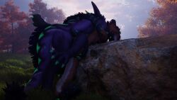 3d absurd_res anthro ass bite bodily_fluids claws cum cum_inside digital_media_(artwork) dragon duo female feral fog from_front_position fur furred_dragon furred_scalie genital_fluids grabbing_both_legs grabbing_both_thighs hands_on_legs hi_res hjortar huge_filesize lying male male/female male_penetrating missionary_position moonfang morning mythological_creature mythological_scalie mythology naked neck_bite nude on_back open_mouth orgasm outside penetration plant rock scalie sex simple_background spreading stripes tail tappa_(hjortar) teeth vaginal_penetration vrchat vrchat_model