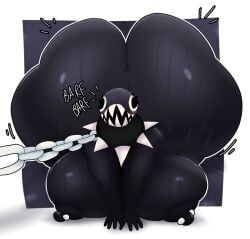 allycream8 black_body black_skin chain_chomp chain_leash chained chained_wrists chains gigi_(thecoatl034) hyper hyper_ass hyper_breasts hyper_butt hyper_thighs mario_(series) nintendo nipples pitch-black_skin sharp_teeth solo super_mario_bros. thedeathcrow05 thick thick_ass thick_butt thick_hips thick_legs thick_thighs video_game video_game_character video_games wide_ass wide_hipped_female wide_hips wide_thighs