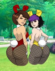 2018 2girls animal_ears ass big_ass big_butt big_hero_6 black_hair brown_eyes brown_hair bubble_ass bubble_butt bunny_ears bunny_tail bunnysuit busty butt callmepo clothed clothed_female clothing color colored crossover cuffs dat_ass detached_collar disney edit fake_animal_ears fake_tail female female_focus female_only fishnet_stockings fishnets fully_clothed gogo_tomago helen_parr hourglass_figure human human_only large_ass leotard light-skinned_female light_skin lingerie looking_at_viewer looking_back marvel multicolored_fur multiple_females multiple_girls pale pale-skinned_female pale_skin pinup pinup_pose pixar pose posing purple_hair risenhentaidemon round_ass sex smile smiling smooth_skin stockings tagme the_incredibles thick_ass uncensored wide_hips