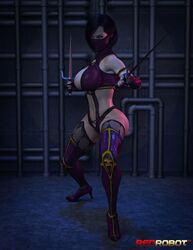 1girls 3d 3d_(artwork) big_breasts black_hair breasts busty cleavage cleavage_cutout clothed clothes clothing edenian female female_focus female_only fit fully_clothed gloves huge_breasts hybrid kneeling large_breasts leotard long_gloves long_hair mask mileena mileena_(mk9) monster monster_girl mortal_kombat mortal_kombat_(2011) navel netherrealm_studios pink_clothing pose realistic redrobot3d sai_(weapon) signature solo tarkatan thighhighs thin_waist voluptuous wide_hips yellow_eyes