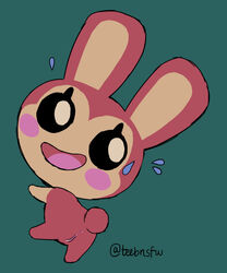 animal_crossing anthro anus blush bodily_fluids bunnie_(animal_crossing) female genitals lagomorph leporid mammal nintendo pussy rabbit solo sweat sweatdrop tinybeasts toony video_games