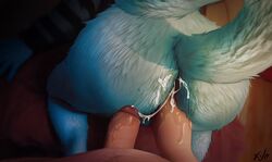 2020 5_fingers after_sex all_fours anthro ass big_ass big_butt big_penis blue_body blue_fur blurred_background bodily_fluids butt_focus canid canine canis chubby_male close-up clothed clothing crossdressing cum cum_inside detailed digital_media_(artwork) digital_painting_(artwork) doggy_style duo femboy fingers from_behind_position fur genital_fluids genitals girly human kiloart lube male male/male mammal penis presenting realistic realistic_fur sex shaded short_tail signature timbywuff undressing wolf