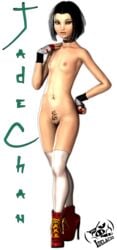 3d asian asian_female athletic athletic_female black_hair breasts female female_focus female_only idelacio jackie_chan_adventures jade_chan makeup nudity piercing pinup pinup_pose pose posing short_hair small_breasts solo solo_female tattoo