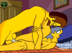 bedroom breasts caption cheating cheating_husband cheating_wife cum cum_in_pussy cum_inside cum_on_penis female fjm getting_erect leg_up male marge_simpson missionary_position naked ned_flanders nipples nude orgasm orgasm_face sex sperm squirt squirting text the_simpsons