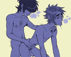 2boys 2d_(gorillaz) anal anal_sex gay gorillaz male_only men murdoc_niccals nipple_piercing ren_valentine yaoi