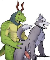 2boys anal anthro ass balls canid canine canis collar duo erection gay general_scales genitals hi_res jrjresq lizard male male/male male_only male_penetrated male_penetrating male_penetrating_male mammal muscular muscular_anthro muscular_male nintendo nude penetration penis reptile scalie sex sharpclaw star_fox video_games wolf wolf_o'donnell yaoi