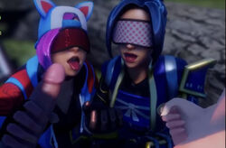 2boys 2girls 3d blindfold fortnite hime_(fortnite) lynx_(fortnite) sucking tagme