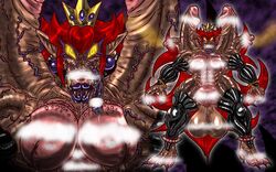 anthro bowser bowser_peach breasts censored dickgirl furry futanari intersex mario_(series) monster_girl nintendo nipples penis princess_peach straight_hair tao_2carat testicles transformation