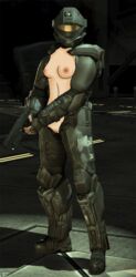 1girls armor breasts female female_human female_only halo_(game) halo_(series) halo_3_odst helmet human nipples odst pussy solo tagme veronica_dare