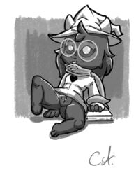 anthro bovid caprine chameleonark2319 deltarune female female_ralsei genitals goat hi_res mammal monochrome presenting presenting_pussy pussy ralsei rule_63 solo video_games