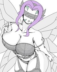 4_wings black_and_white digimon fairimon fairy fairy_wings fairymon kazemon large_ass large_breasts purple_hair visor wings