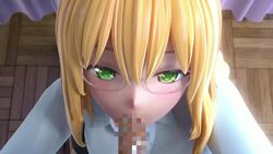 1boy 1girls 3d animated blonde_hair blouse blowjob business_woman censored cum cum_on_face cute deep_blowjob deepthroat dress_shirt eye_contact facial fellatio female fringe glasses green_eyes gulp kneeling light_skin long_hair looking_at_viewer male_pov mm-star moaning office_lady oral penis pov saliva saliva_trail secretary sloppy sound tagme teacher teacher_and_student tearju_lunatique throat_barrier throat_bulge throat_fuck to_love-ru to_love-ru_darkness unprofessional_behavior video