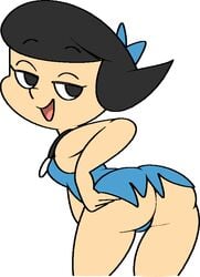 1girls 2020 4_fingers betty_rubble big_ass black_eyes black_hair blue_bow blue_dress blue_panties bow cavewoman cute dress hand_on_ass hand_on_own_ass hanna-barbera looking_at_viewer looking_back milf panties simple_background tagme the_flintstones vilepluff