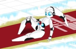 absurd_res android balls blue_eyes disney disney_channel drossel_von_flugel erection female fireball_(series) genitals glowing glowing_belly glowing_eyes hi_res humanoid machine not_furry_focus penis pose red_carpet robot robot_humanoid solo_focus thick_thighs yunaka