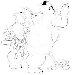 2boys anal anal_sex angus_(nitw) angus_delaney anthro artist_request balls bear big_balls canine cum cum_in_ass cum_inside cumming duo excessive_cum fox furry gay gregg_(nitw) gregg_lee huge_balls hyper hyper_balls hyper_cum hyper_penis male male/male male_only mammal monochrome night_in_the_woods penetration penis rigbutt size_difference yaoi