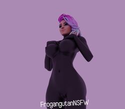 1girls 3d big_ass big_breasts dark-skinned_female fortnite frogangutannsfw latex_suit pink_hair pussy starlie_(fortnite) tagme thick