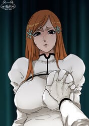 1boy 1girls big_breasts bleach breast_grab breasts favorite female groping inoue_orihime male nervous nipples rape scared straight tagme ulquiorra_cifer uncomfortable xshuai