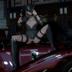 1girls 3d big_breasts boots breasts female female_only fortnite gun hat light-skinned_female light_skin nipples nude nude_female partially_clothed pistol pussy sitting sitting_on_car tagme vagina victoria_saint weapon