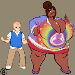 1boy 1boy1girl 1girls 2019 age_difference bbw big_belly blonde_hair braided_hair bully_(game) clenched_eyes clenched_teeth closed_eyes clothed dark-skinned_female frustrated gammanaut huge_breasts jimmy_hopkins khakis large_belly large_breasts miss_peters one_eye_closed overweight overweight_female pained_expression school_uniform shaved_head sweater_vest updo white_shirt wide_hips